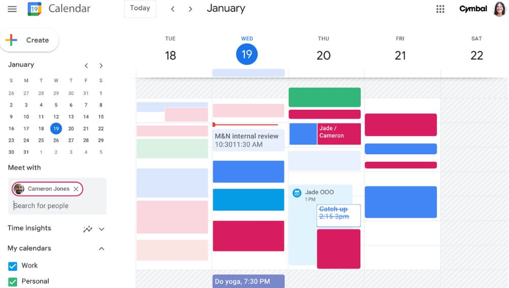 Screenshot of Google Calendar