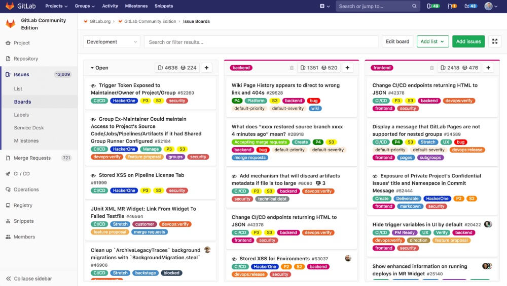 Screenshot of Gitlab's interface